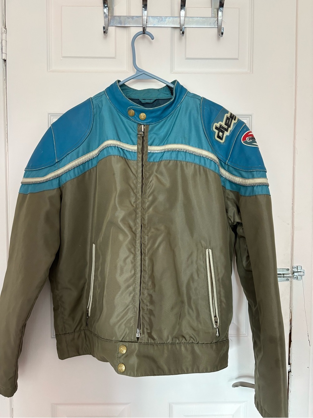 1990s Diesel Olive and Teal Contrast Bomber Jacket